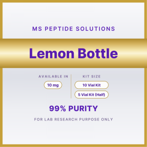 Lemon Bottle product label MS Peptide Solutions label for Lemon Bottle, available in 10 mg in 10 Vial Kit or 5 Vial Kit (Half)